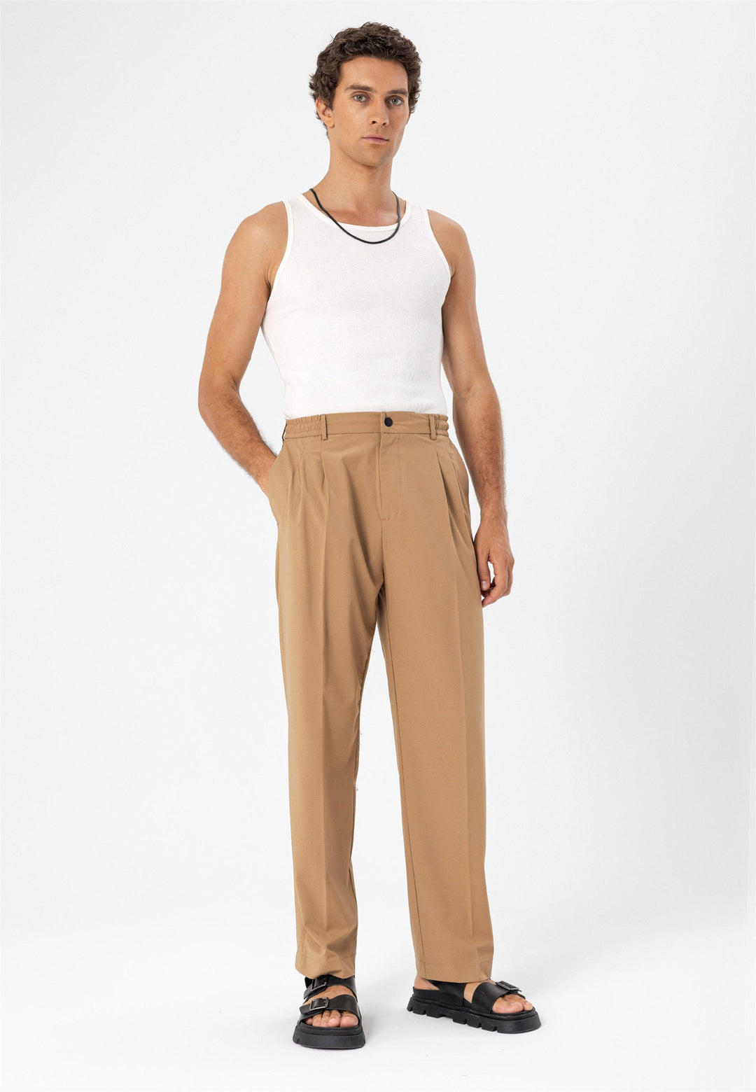 ANT Elastic Waist High Waist Pleated Men's Trousers - Agua Prieta