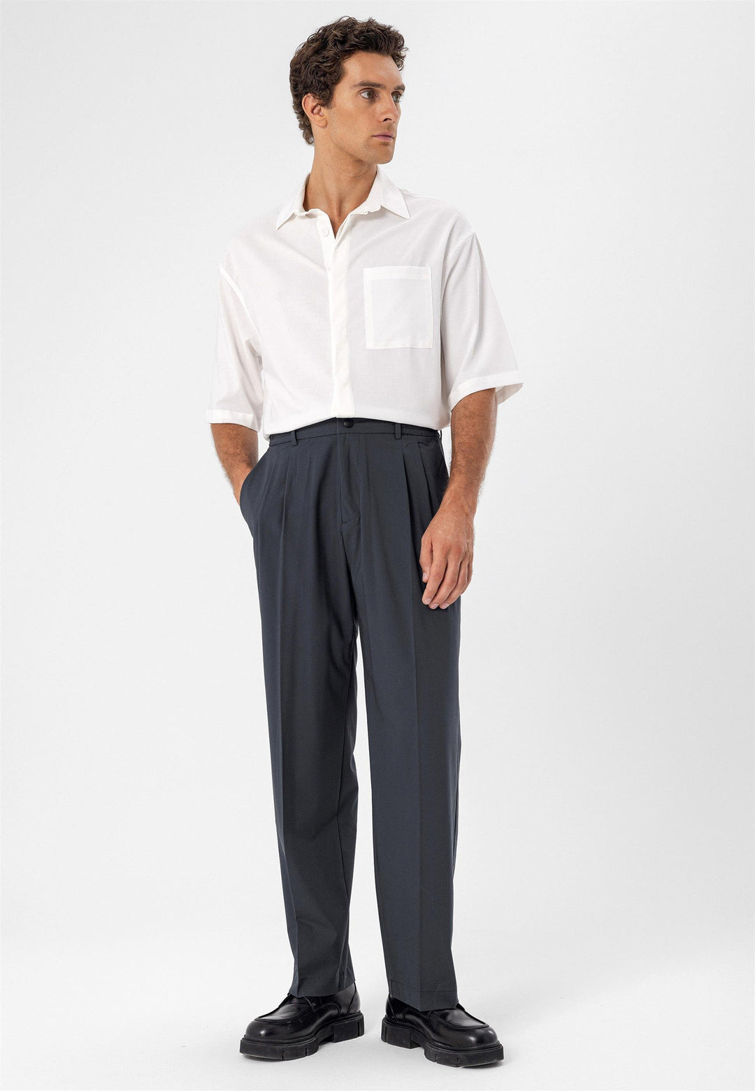 ANT Elastic Waist High Waist Pleated Men's Trousers - Girona