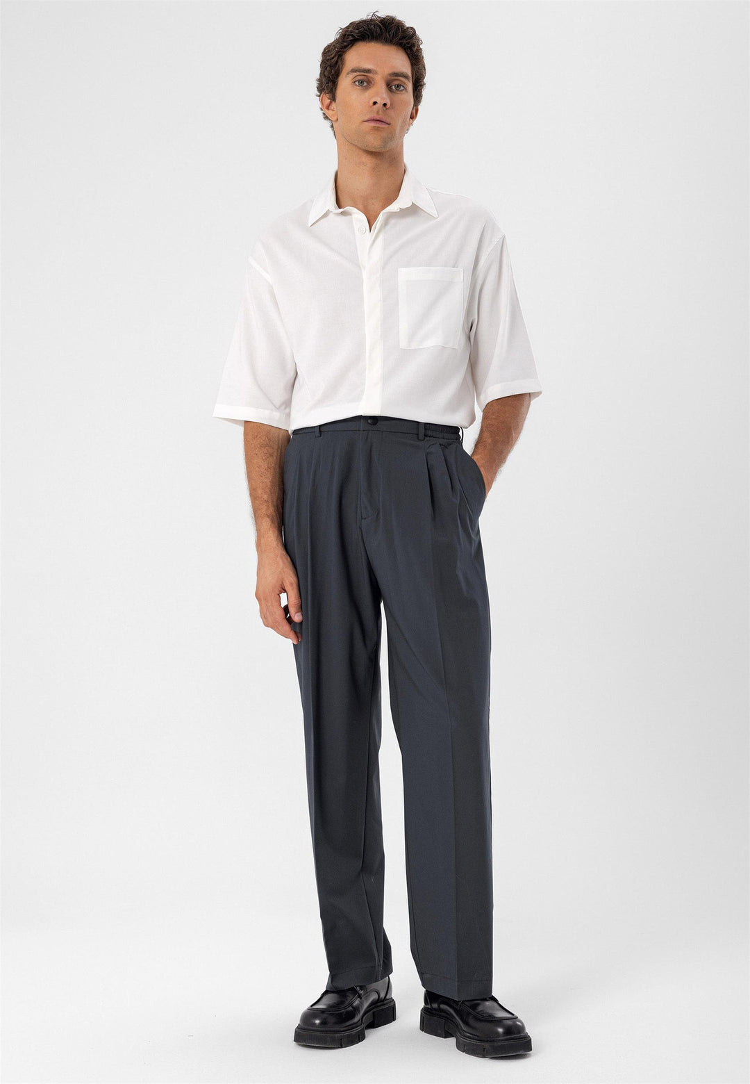 ANT Elastic Waist High Waist Pleated Men's Trousers - Girona