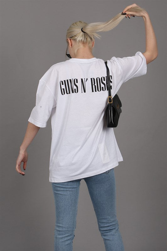 MDX White Back Printed Over Fit Women's T-Shirt MG1506 - Voerde