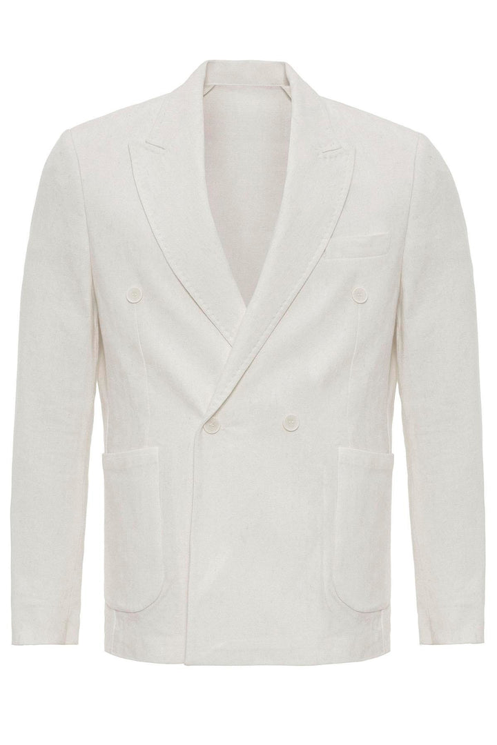 ANT Double-breasted Closure Linen Blend Men's Blazer Jacket - Alytus