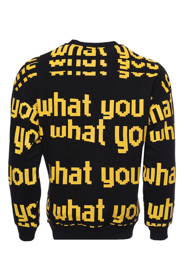 WSS Black Printed Circle Neck Sweatshirt  - Singen