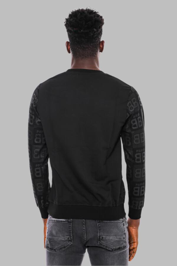 WSS Black Printed Slim Fit Sweatshirt  - Singen