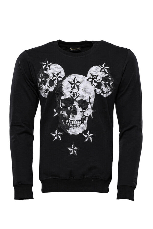 WSS Black Skulls Printed Sweatshirt  - Singen