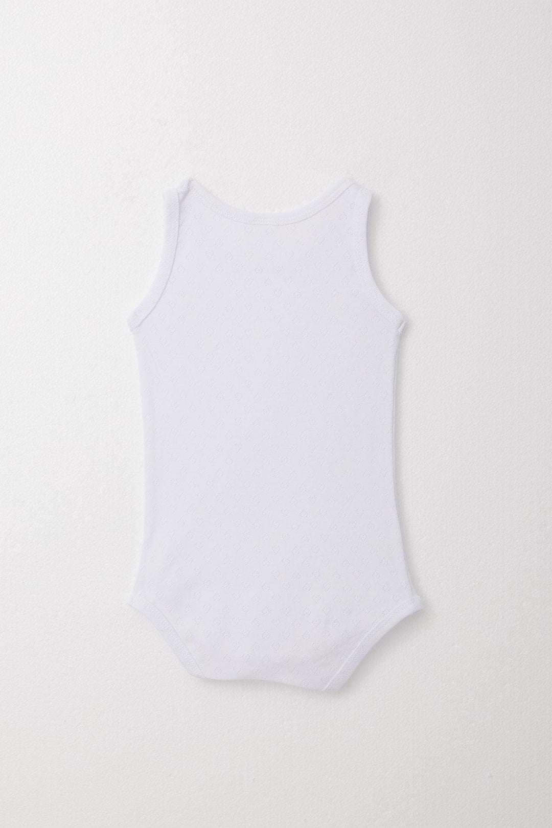 BRE Breeze Baby Boy Snap Fastener Tank Top Bodysuit Jacquard Heart Patterned 9 Months-3 Years, White - Woodley