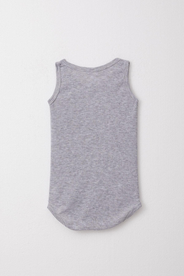 BRE Breeze Baby Boy Snap Fastener Tank Top Bodysuit Jacquard 9 Months-3 Years, Grey Melange - Plauen