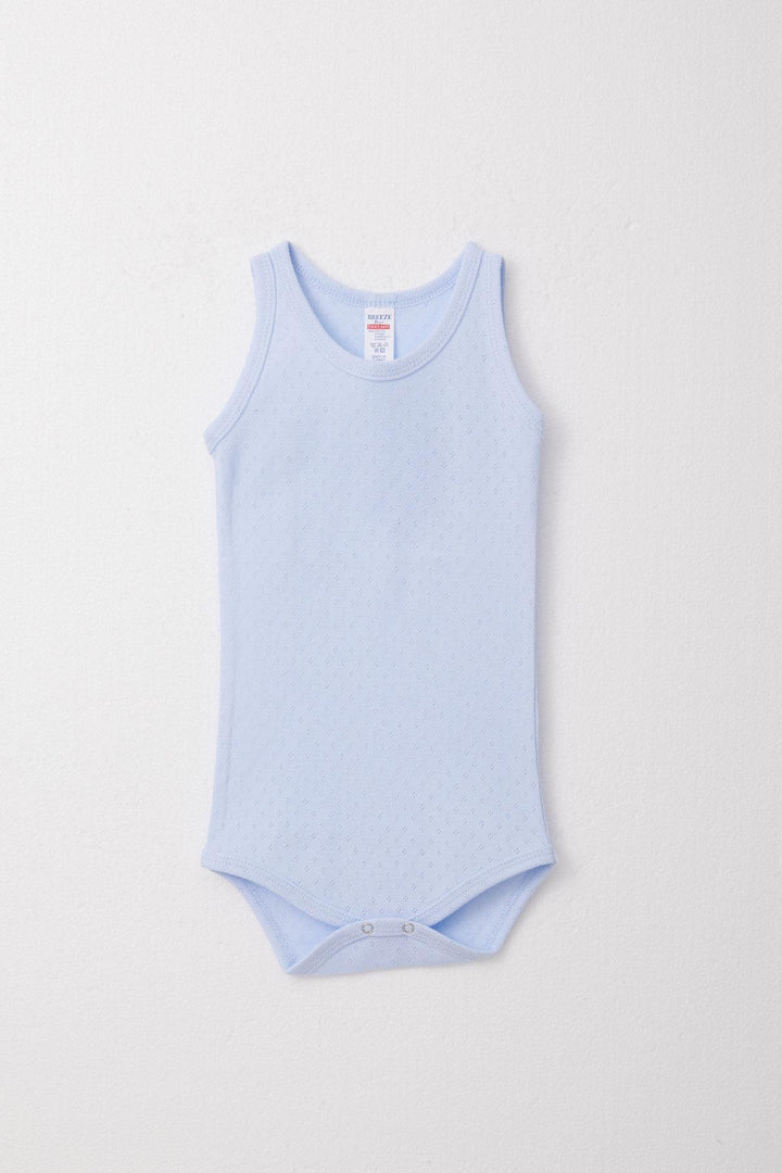 BRE Breeze Baby Boy Snap Fastener Bodysuit with Jacquard 9 Months-3 Years, Light Blue - Trapani