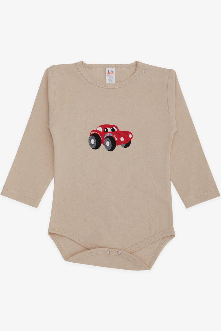 BRE Breeze Baby Boy Snap Bodysuit with Car Print 9 Months-3 Years, Beige - Bloomington