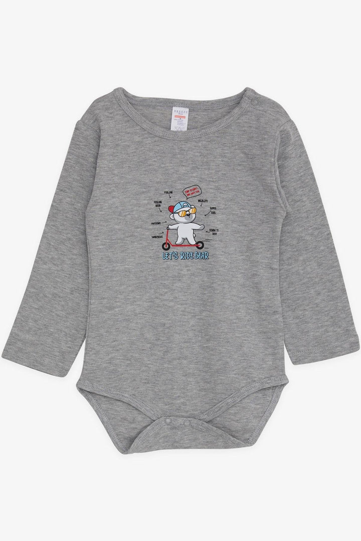 BRE Breeze Baby Boy Snap Bodysuit with Bear Print Glasses 9 Months-3 Years, Dark Grey Melange - Covina