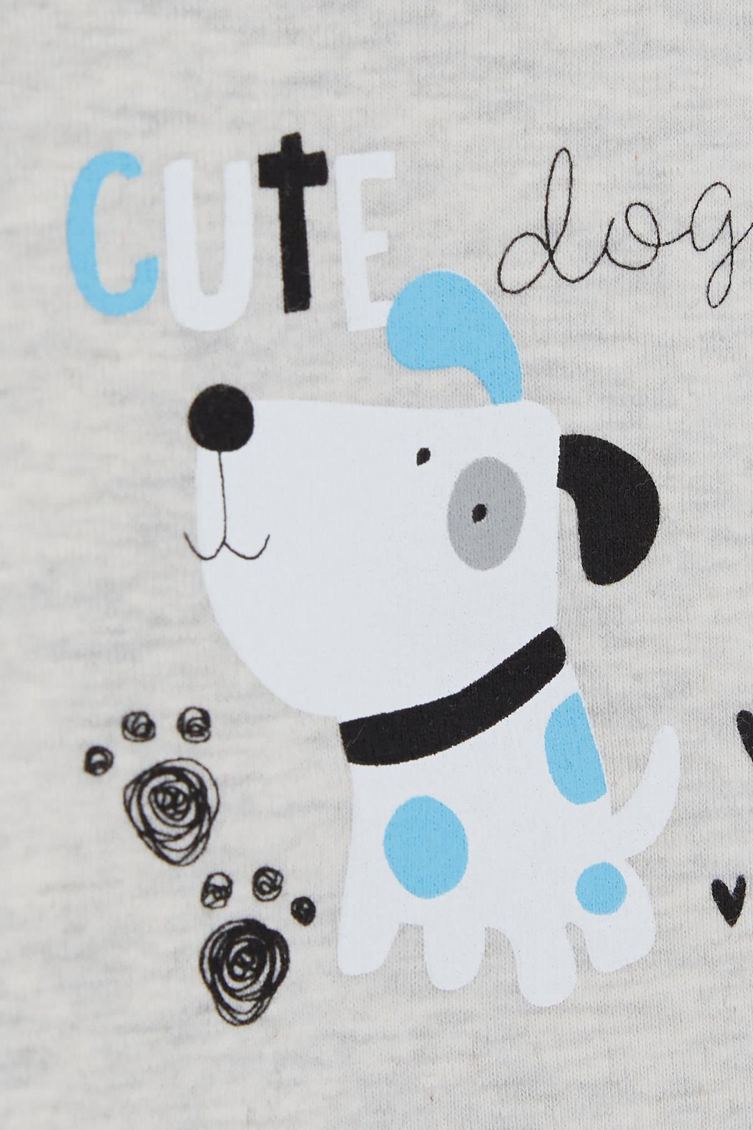 BRE Breeze Baby Boy Snap Bodysuit with Puppy Print 9 Months-3 Years, Light Grey Melange - Bergen op Zoom