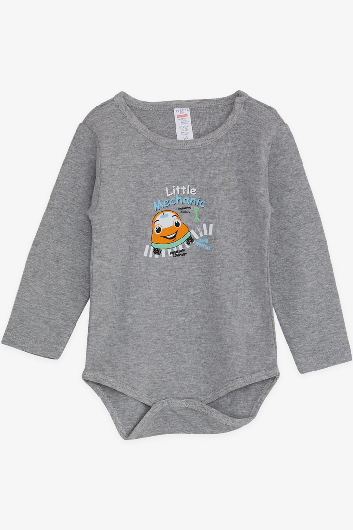 BRE Breeze Baby Boy Snap Bodysuit Small Mechanic 9 Months-3 Years, Dark Grey Melange - Reus