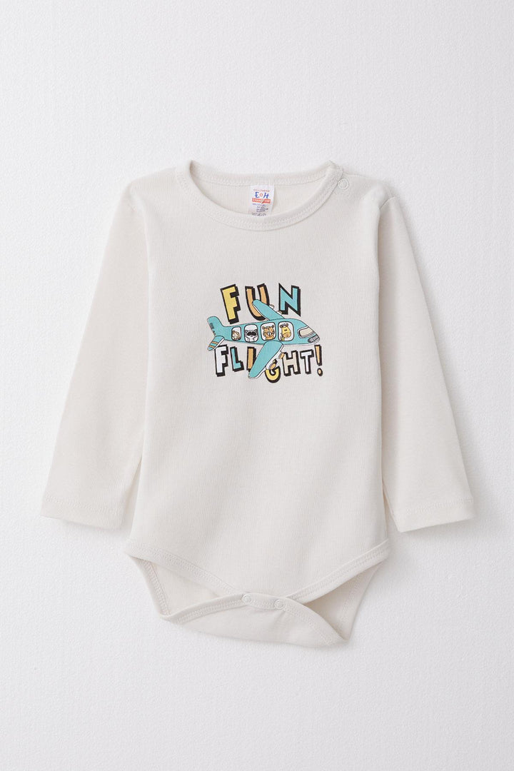 BRE Breeze Baby Boy Snap Bodysuit Pilot Animals Printed 9 Months-3 Years, Broken White - Gondomar