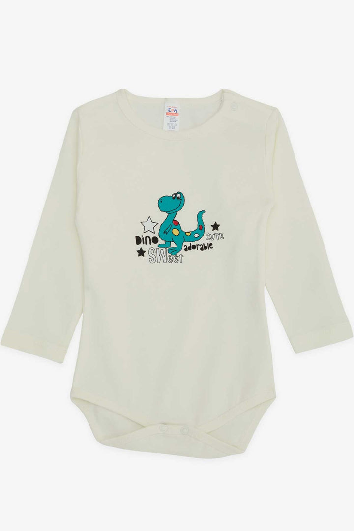 BRE Breeze Baby Boy Snap Bodysuit Cute Dinosaur Printed 9 Months-3 Years, Ecru - Calumet City