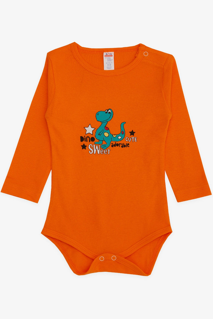 BRE Breeze Baby Boy Snap Bodysuit Cute Dinosaur Printed 9 Months-3 Years, Orange - Slonim