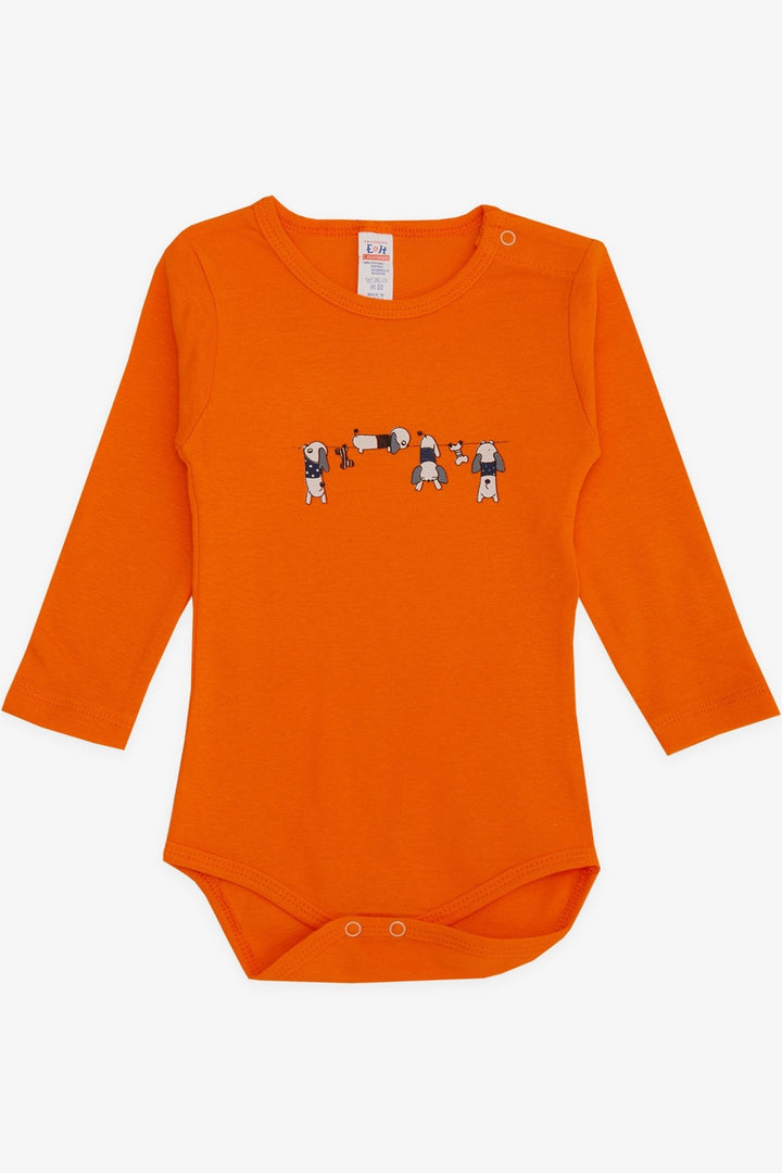 BRE Breeze Baby Boy Snap Bodysuit Naughty Puppy Printed 9 Months-3 Years, Orange - Quimper