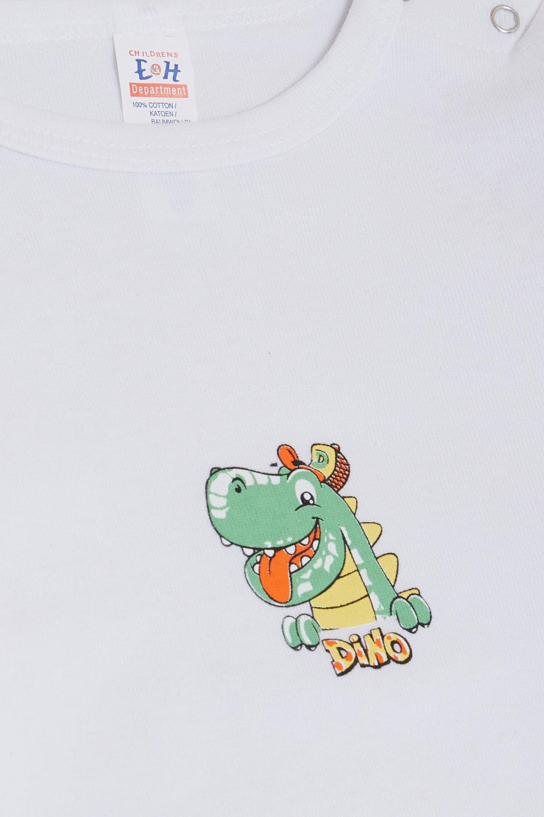 BRE Breeze Baby Boy Snap Bodysuit with Happy Dinosaur Print 9 Months-3 Years, White - Egg Harbor