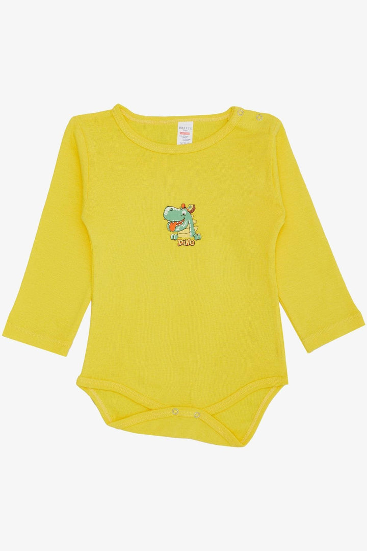 BRE Breeze Baby Boy Snap Bodysuit Happy Dinosaur Printed 9 Months-3 Years, Yellow - Marcianise