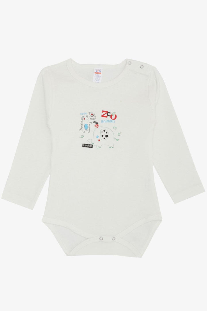 BRE Breeze Baby Boy Snap Bodysuit Animal Zoo Friends Printed 9 Months-3 Years, Ecru - La Seyne-sur-Mer