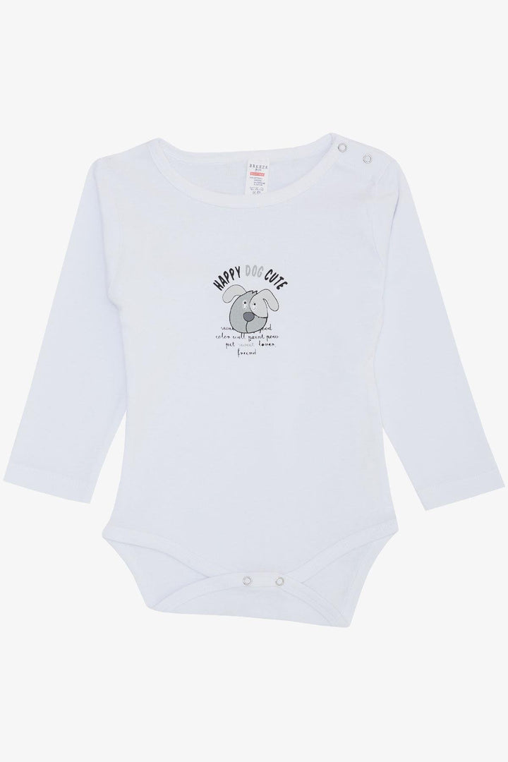 BRE Breeze Baby Boy Snap Bodysuit with Cute Puppy Print 9 Months-3 Years, White - Gold Coast