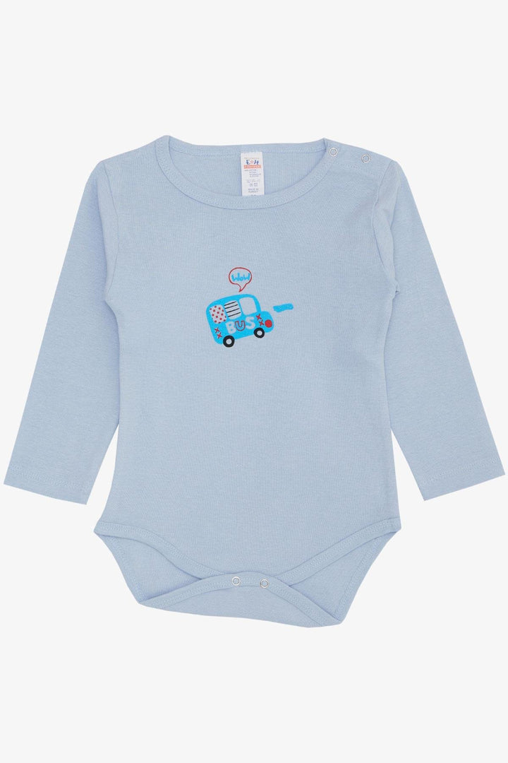 BRE Breeze Baby Boy Snap Bodysuit with Car Print 9 Months-3 Years, Light Blue - Mérida