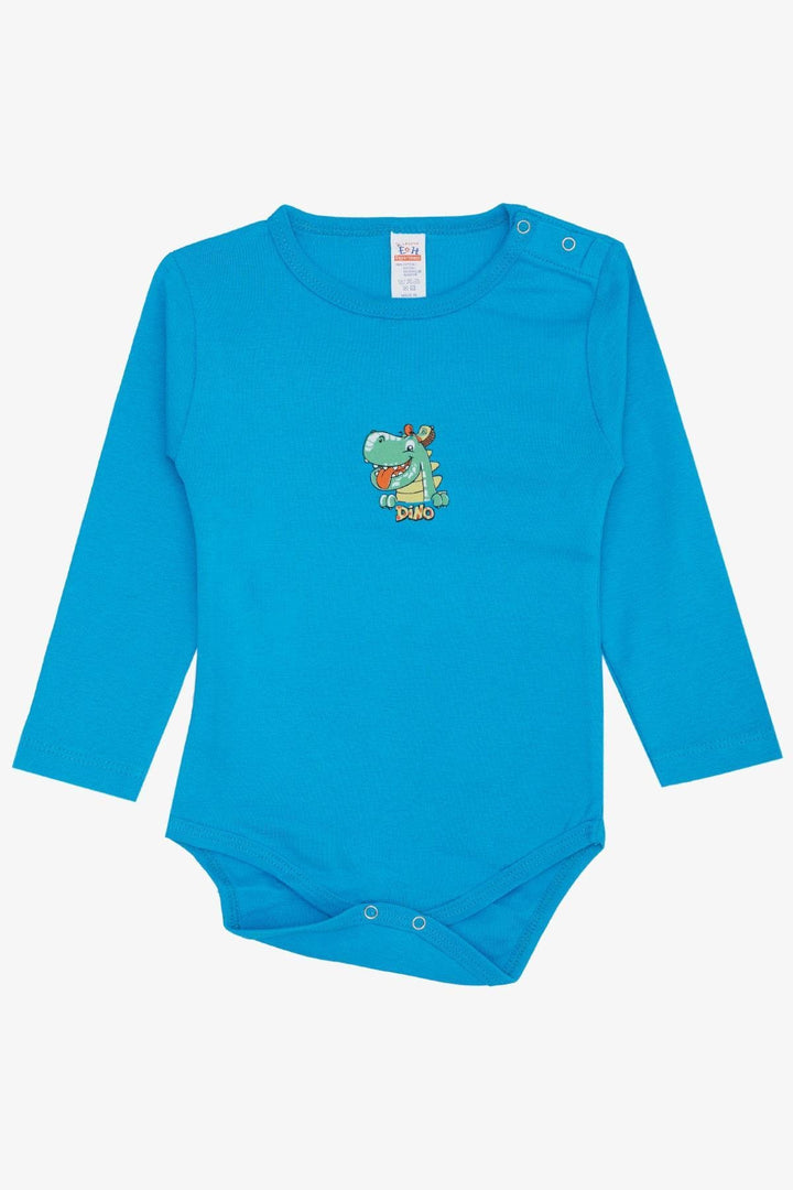 BRE Breeze Baby Boy Snap Bodysuit Happy Dinosaur Printed 9 Months-3 Years, Blue - South Gate