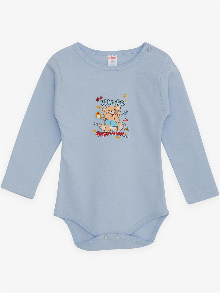 BRE Breeze Baby Boy Snap Bodysuit with Hunter Kitty Print 9 Months-3 Years, Light Blue - Madison