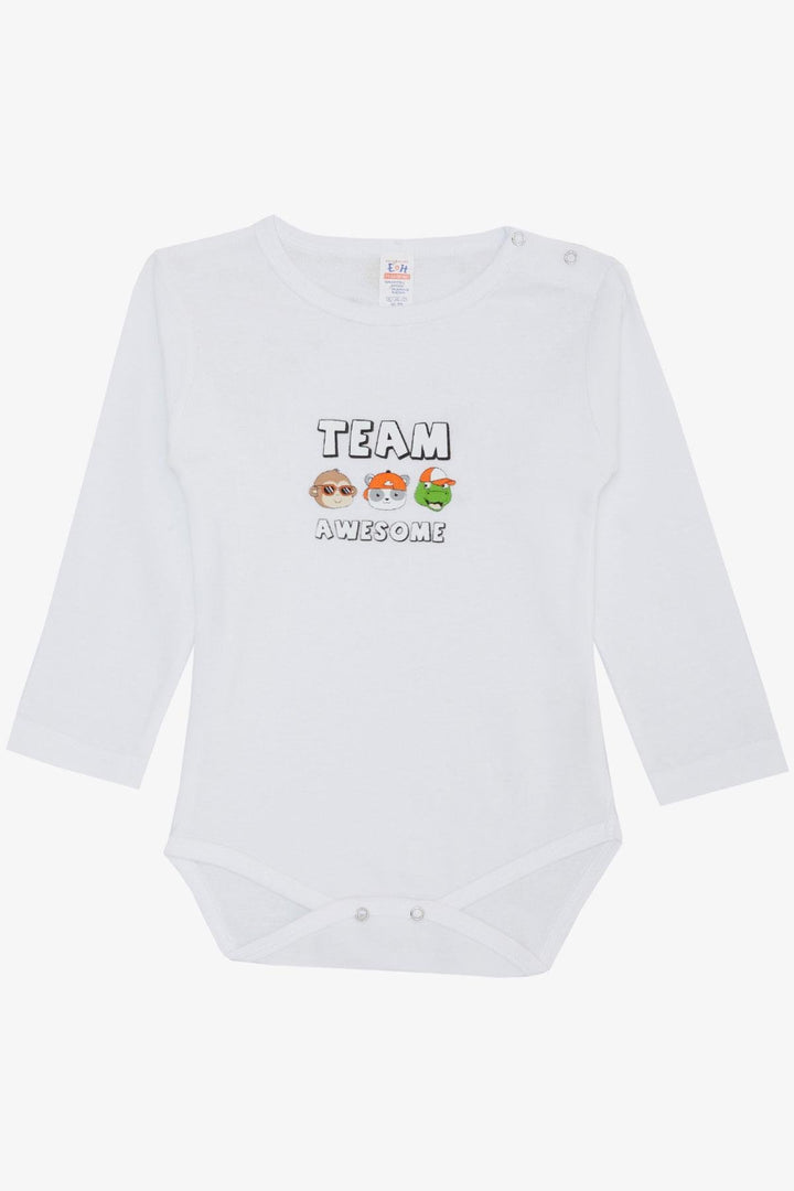 BRE Breeze Baby Boy Snap Bodysuit Cute Teammates Printed 9 Months-3 Years, White - Taylorsville