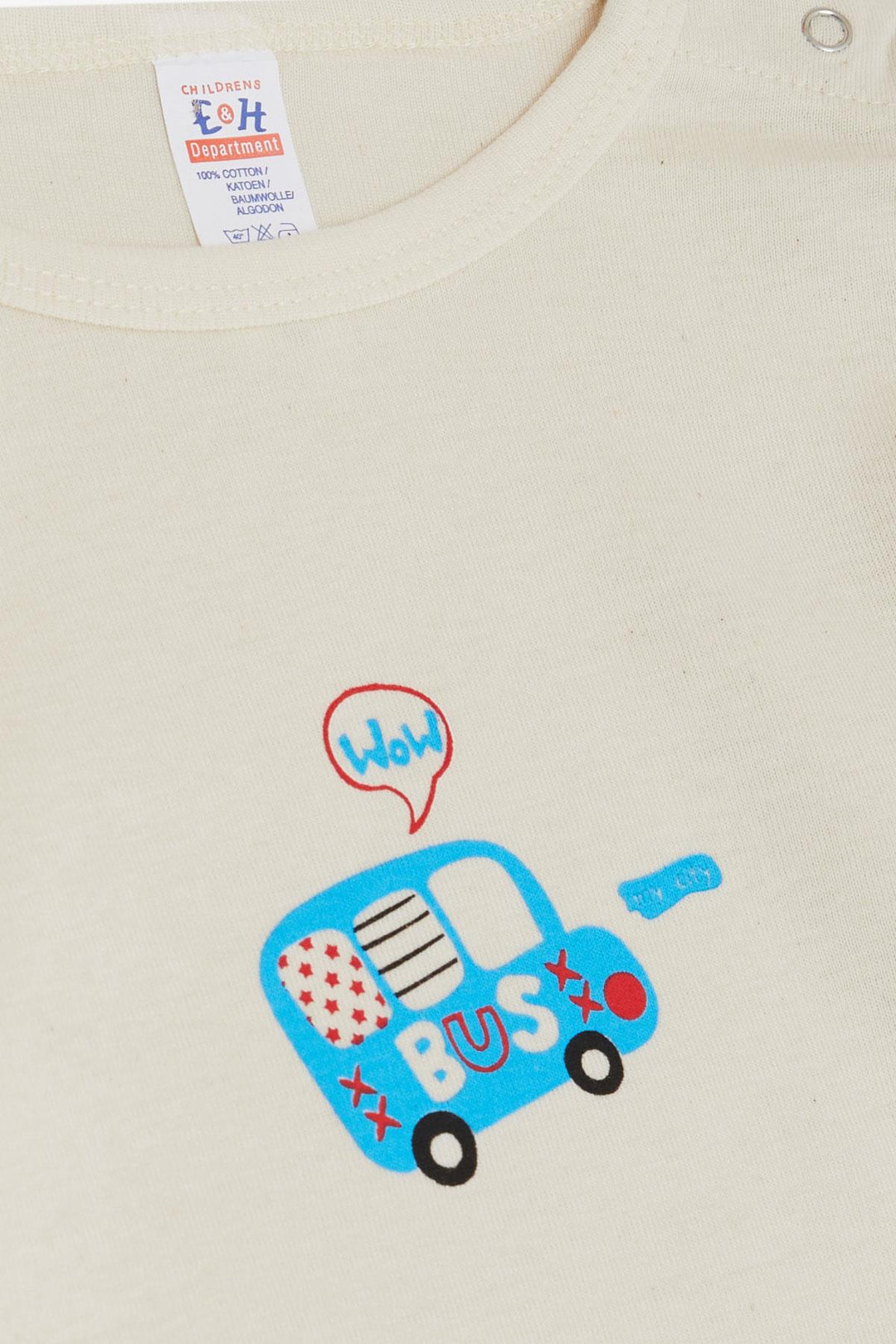 BRE Breeze Baby Boy Snap Bodysuit with Car Print 9 Months-3 Years, Cream - Redwood City