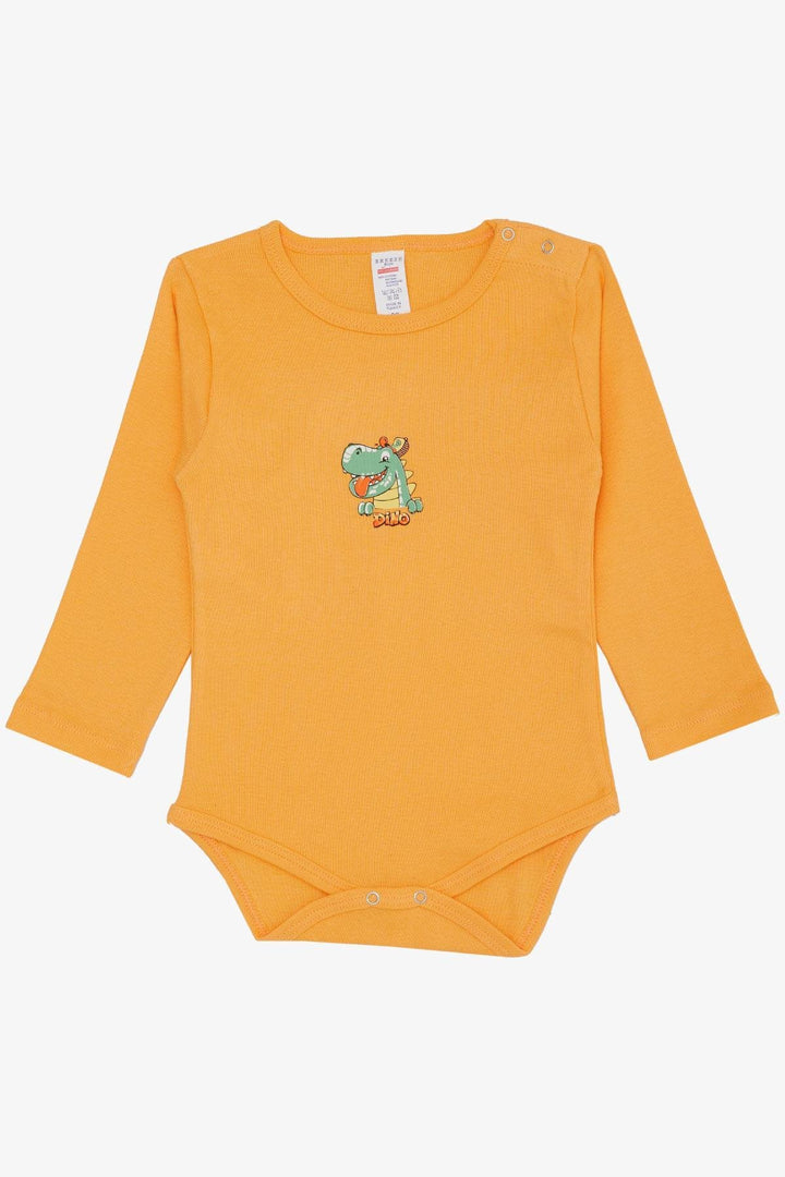 BRE Breeze Baby Boy Snap Bodysuit Happy Dinosaur Printed 9 Months-3 Years, Salmon - Chaniá