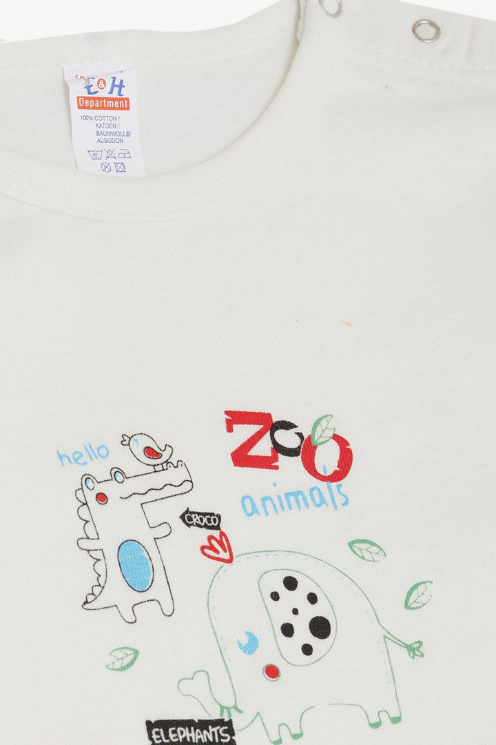 BRE Breeze Baby Boy Snap Bodysuit Animal Zoo Friends Printed 9 Months-3 Years, Ecru - La Seyne-sur-Mer