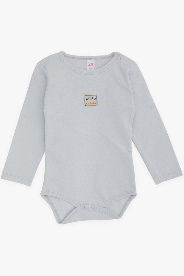 BRE Breeze Baby Boy Snap Bodysuit with Text Print 9 Months-3 Years, Grey - Denia