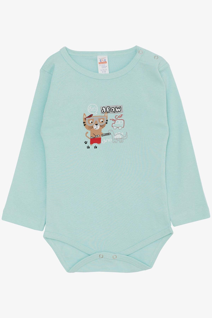 BRE Breeze Baby Boy Snap Bodysuit with Painter Kitty Print 9 Months-3 Years, Water Green - Kearns