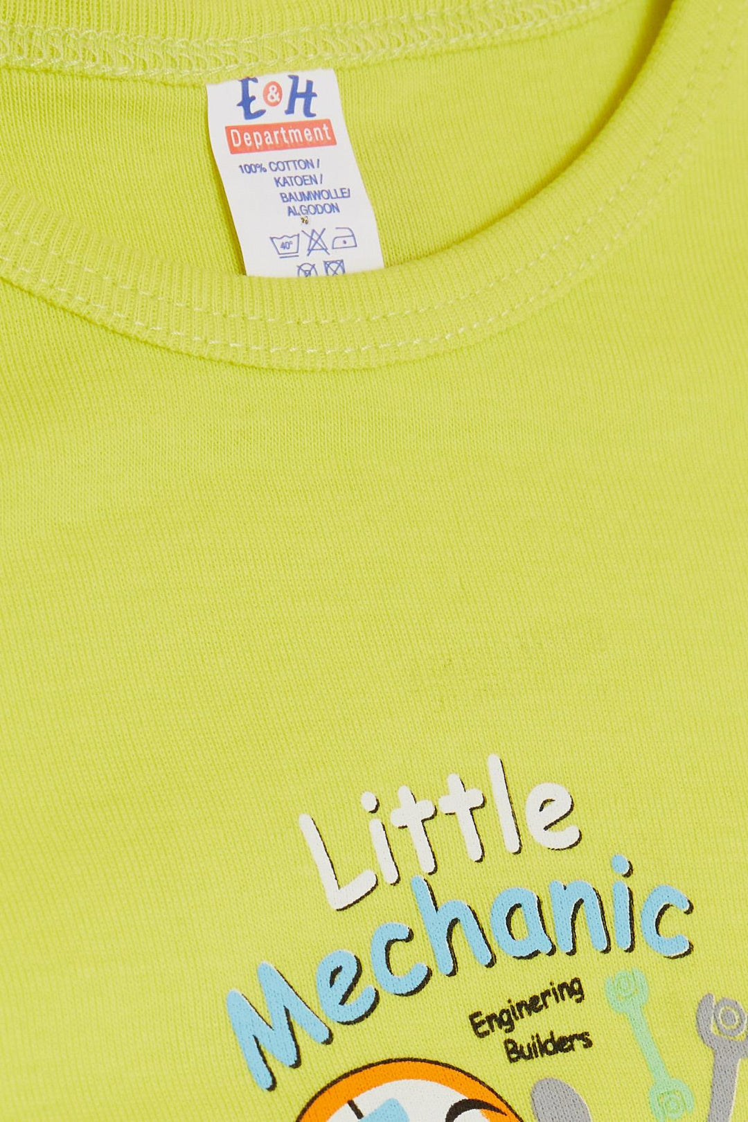 BRE Breeze Baby Boy Snap Bodysuit with Small Mechanic Print 9 Months-3 Years, Neon Yellow - Simferopol