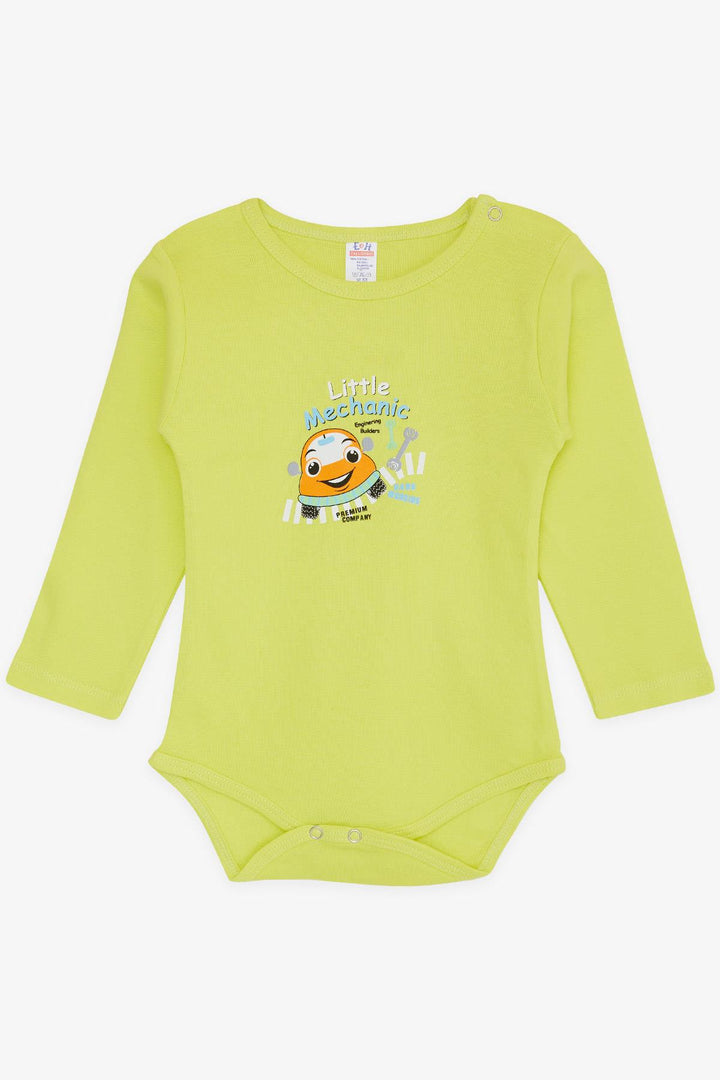 BRE Breeze Baby Boy Snap Bodysuit مع طباعة ميكانيكية صغيرة 9 أشهر - 3 سنوات، أصفر نيون - سيمفيروبول