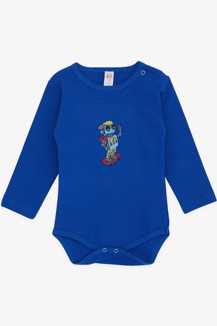 BRE Breeze Baby Boy Snap Bodysuit Skateboarder Robot Printed 9 Months-3 Years, Sax Blue - Pickering