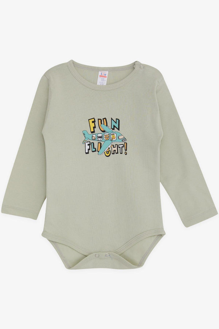 BRE Breeze Baby Boy Snap Bodysuit Body Pilot with Animal Print 9 Months-3 Years, Water Green - Evesham