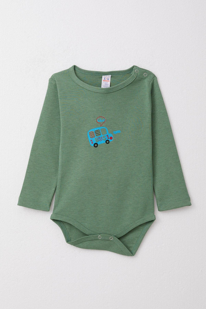 BRE Breeze Baby Boy Snap Bodysuit with Car Print 9 Months-3 Years, Green - Trofa