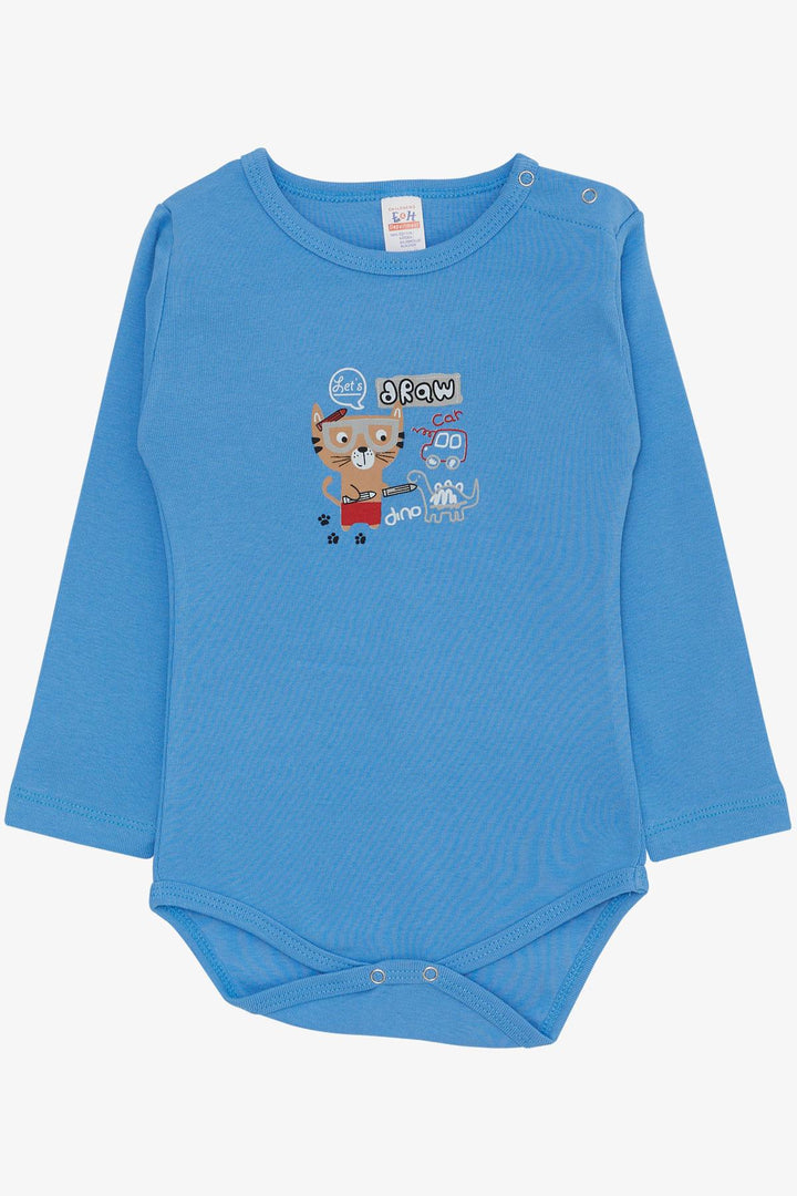 BRE Breeze Baby Boy Snap Bodysuit with Painter Kitty Print 9 Months-3 Years, Blue - Arnold