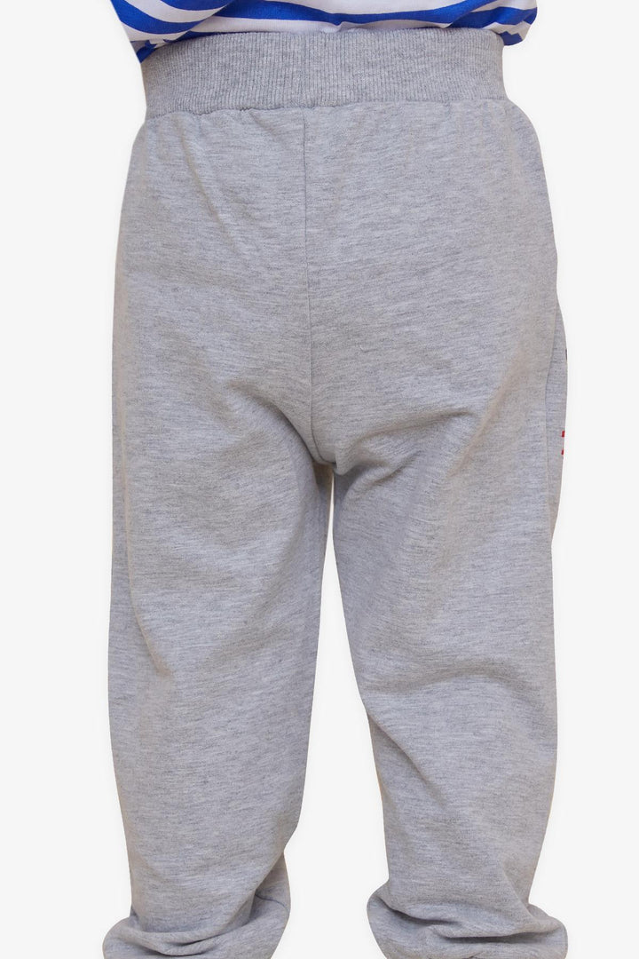 BRE Breeze Baby Boy Sweatpants Printed Pocketed 9 Months-3 Years, Grey Melange - Binghamton