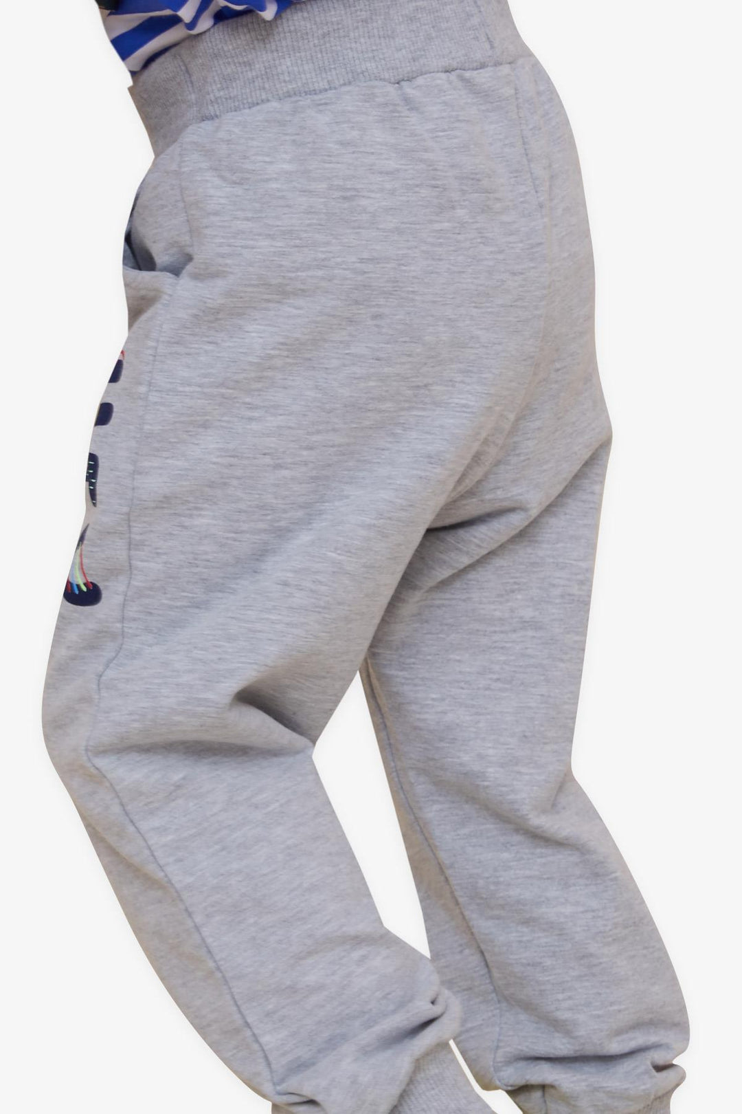 BRE Breeze Baby Boy Sweatpants Printed Pocketed 9 Months-3 Years, Grey Melange - Binghamton