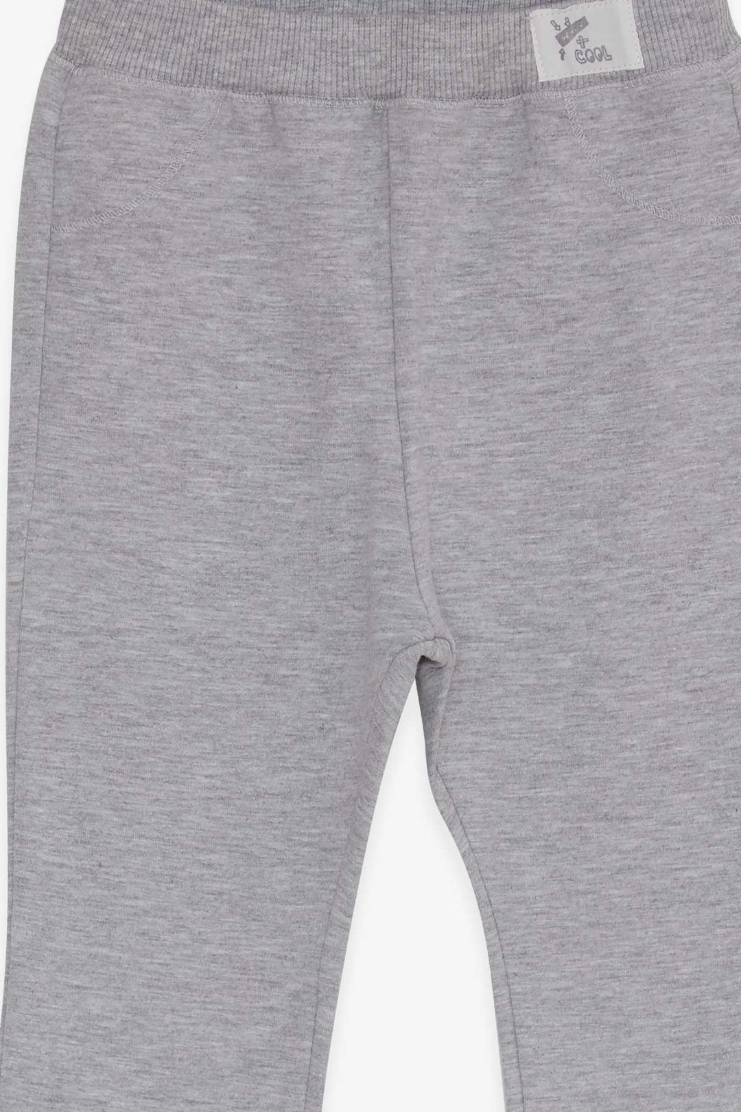 BRE Breeze Baby Boy Sweatpants Printed with Text 9 Months-3 Years, Light Grey Melange - Limerick