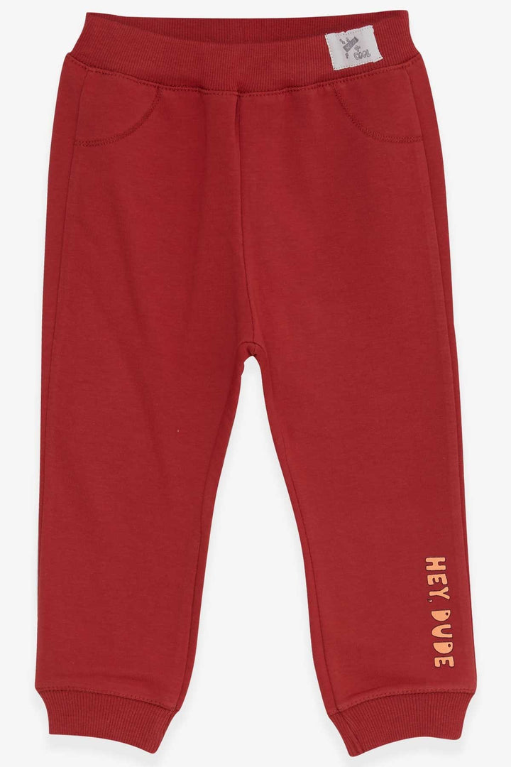 BRE Breeze Baby Boy Sweatpants Printed with Text 9 Months-3 Years, Terracotta - Lemgo