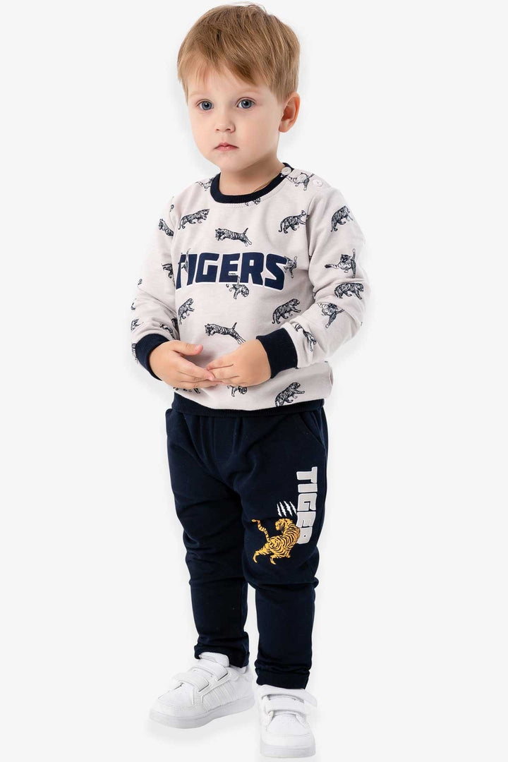 BRE Breeze Baby Boy Tracksuit Tiger Patterned 9 Months-3 Years, Stone - Temoaya