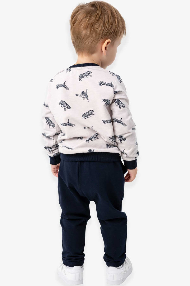 BRE Breeze Baby Boy Tracksuit Tiger Patterned 9 Months-3 Years, Stone - Temoaya