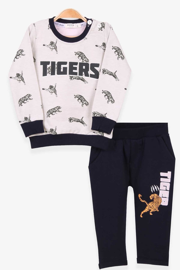 BRE Breeze Baby Boy Tracksuit Tiger Patterned 9 Months-3 Years, Stone - Temoaya