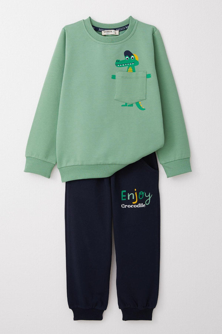 BRE Breeze Boys' Tracksuit Cute Crocodile Printed 1.5-5 Years, Mint Green - Axochiapan