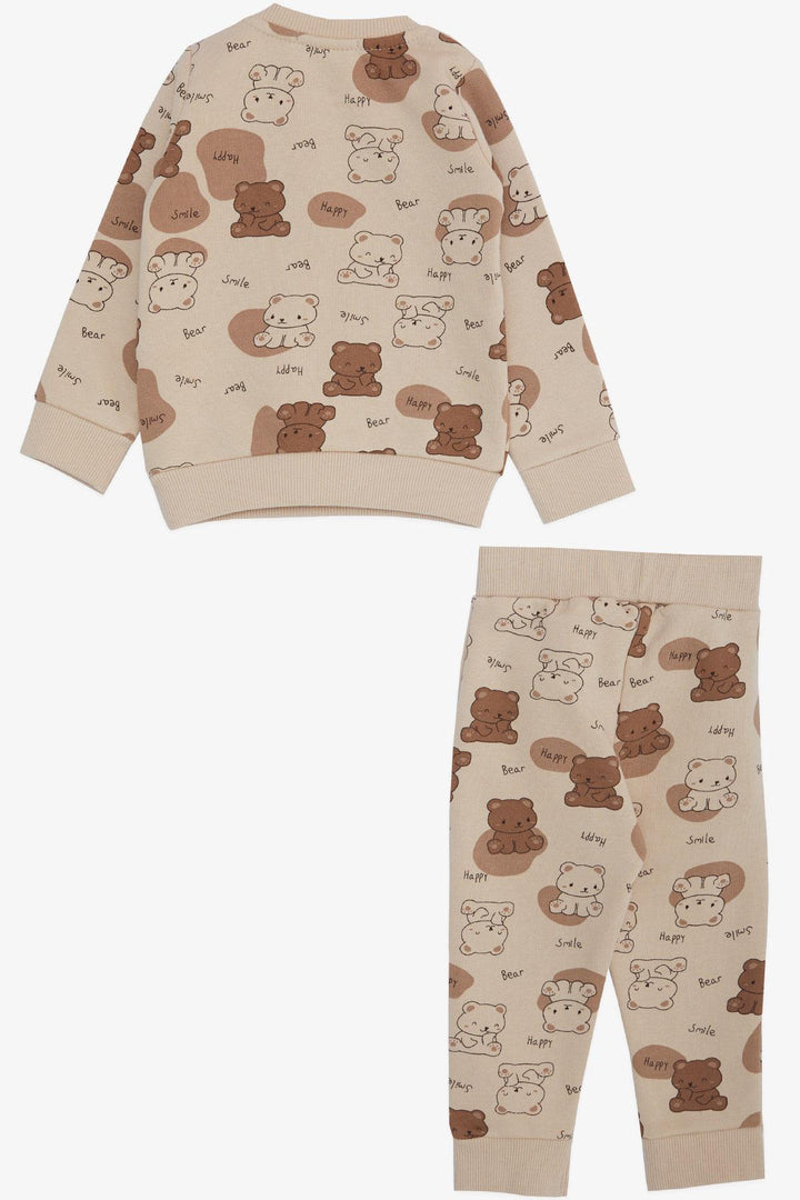 BRE Breeze Baby Boy Tracksuit Cute Baby Bear Patterned 6 Months-2 Years, Beige - Widnes