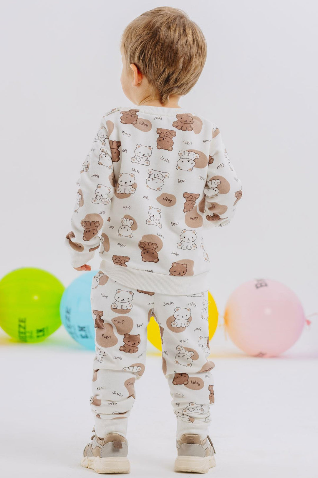 BRE Breeze Baby Boy Tracksuit Cute Baby Bear Patterned 6 Months-2 Years, Ecru - Lancaster