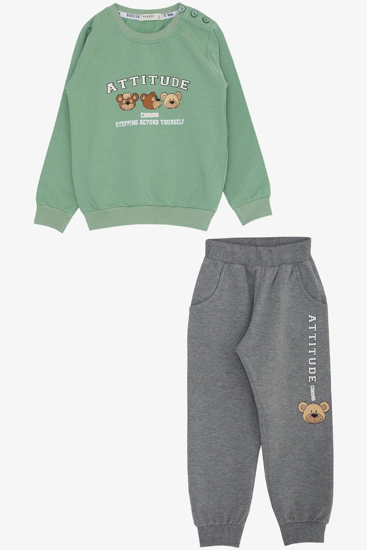 BRE Breeze Baby Boy Tracksuit Cute Bear Printed 9 Months-3 Years, Mint Green - Howell