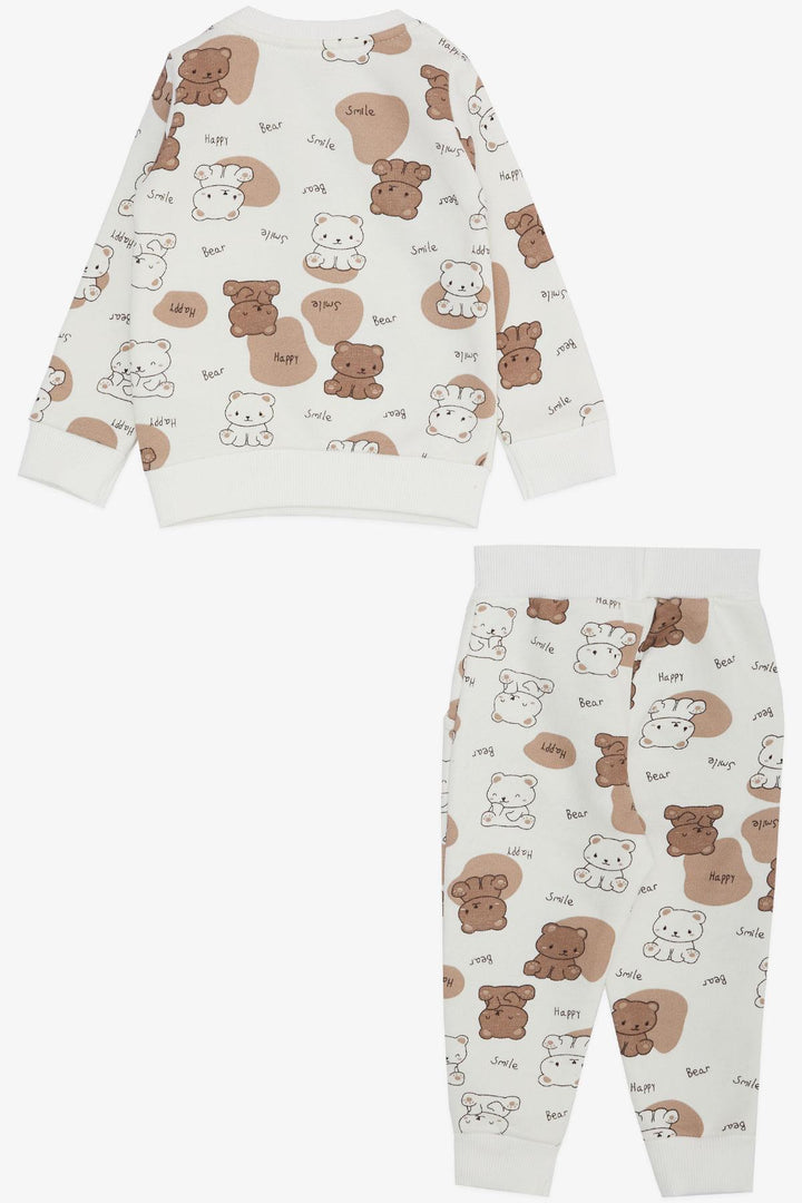 BRE Breeze Baby Boy Tracksuit Cute Baby Bear Patterned 6 Months-2 Years, Ecru - Lancaster